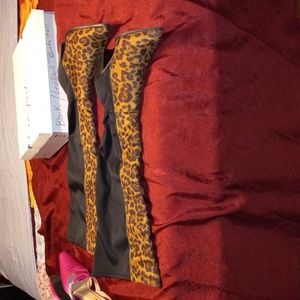 Leopard Print Knee-High Boots